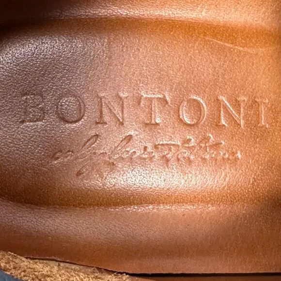 Bontoni Burnished Leather Sneakers Men’s 11.5 Dark Blue Shoes $650 Lace Up